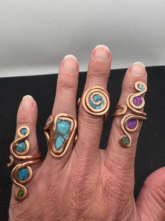Copper Ring Custom with Gems