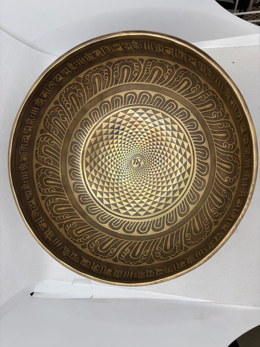 Tibetan Bowl Etched with Fibonacci 9.5"