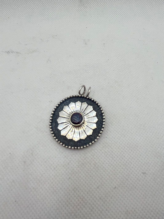 Garnet Chrysanthemum Pendant