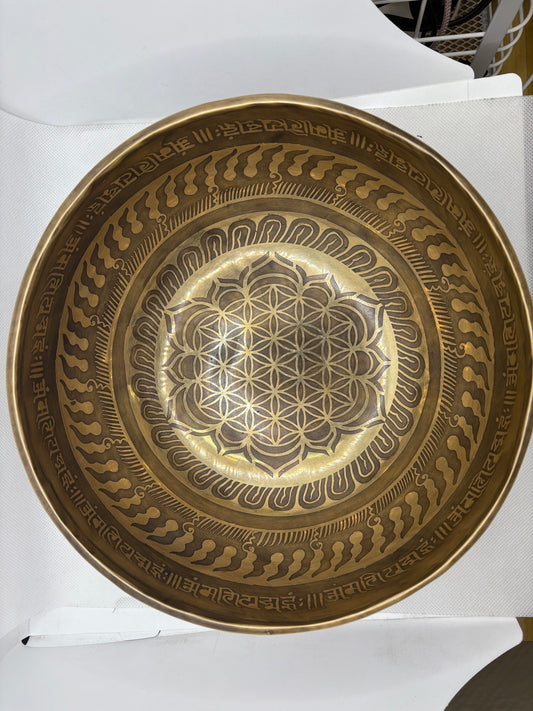 Tibetan Bowl Etched with Flower of Life 9.5"