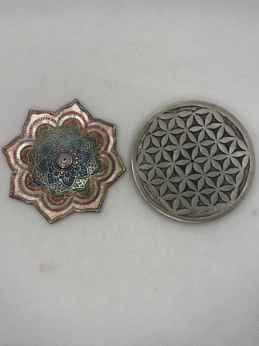 Metal Incense Holder Lotus or Flower of Life