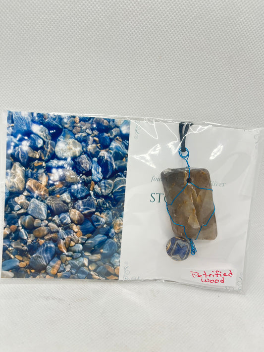 Jill Necklace Petrified Wood with Beads