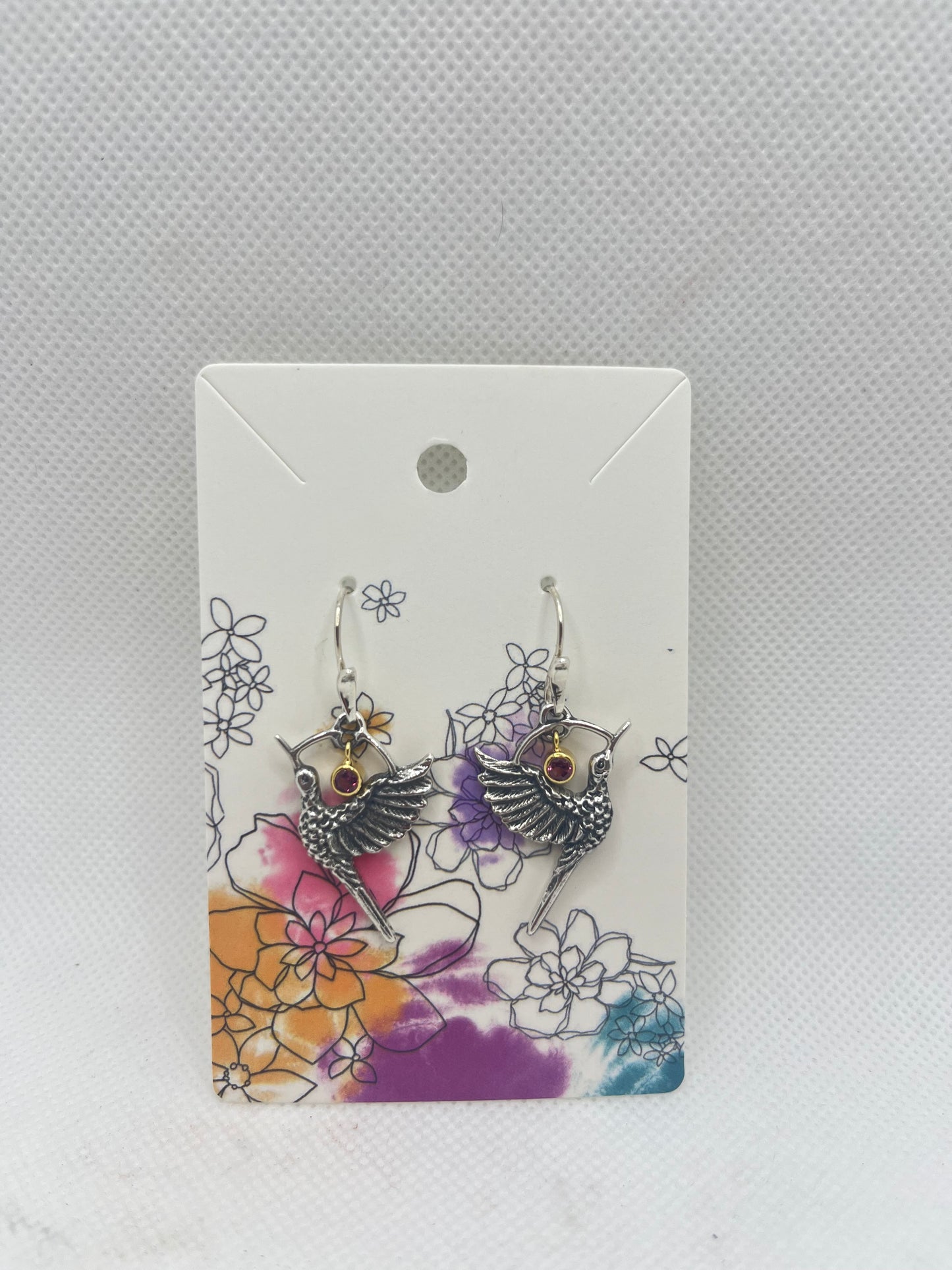 Garnet Hummingbird Earrings