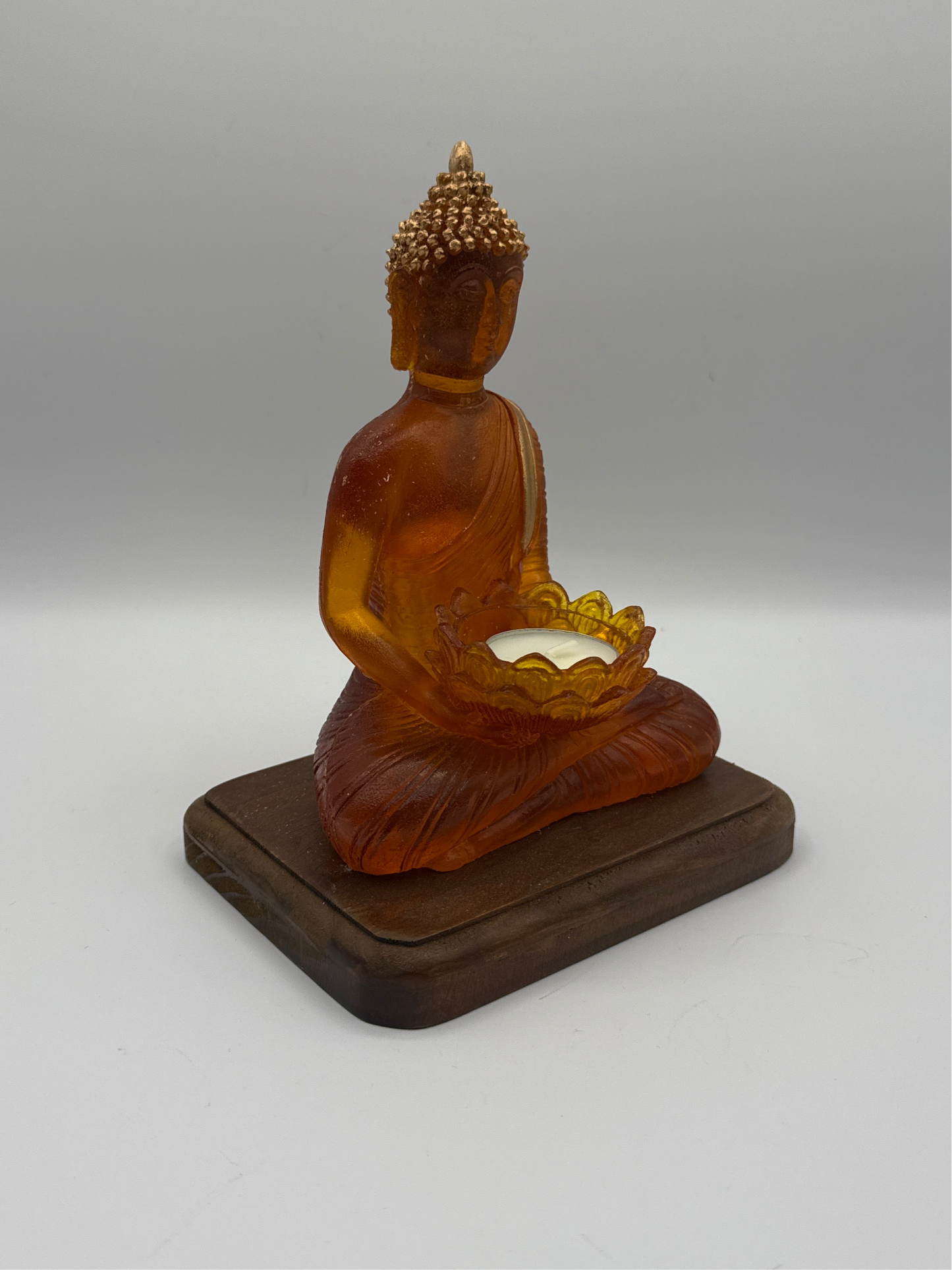 Amber Buddha Tea Light Holder