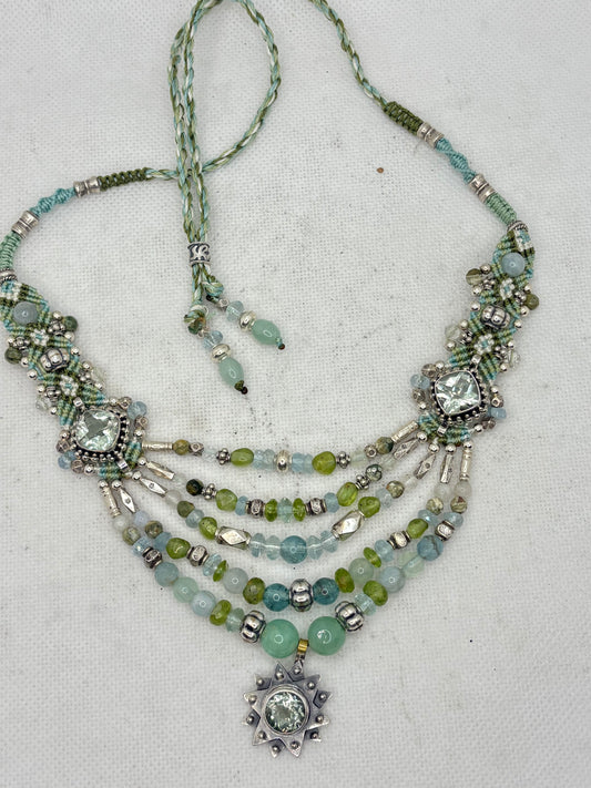 Peridot Aquamarine Green Aventurine Necklace