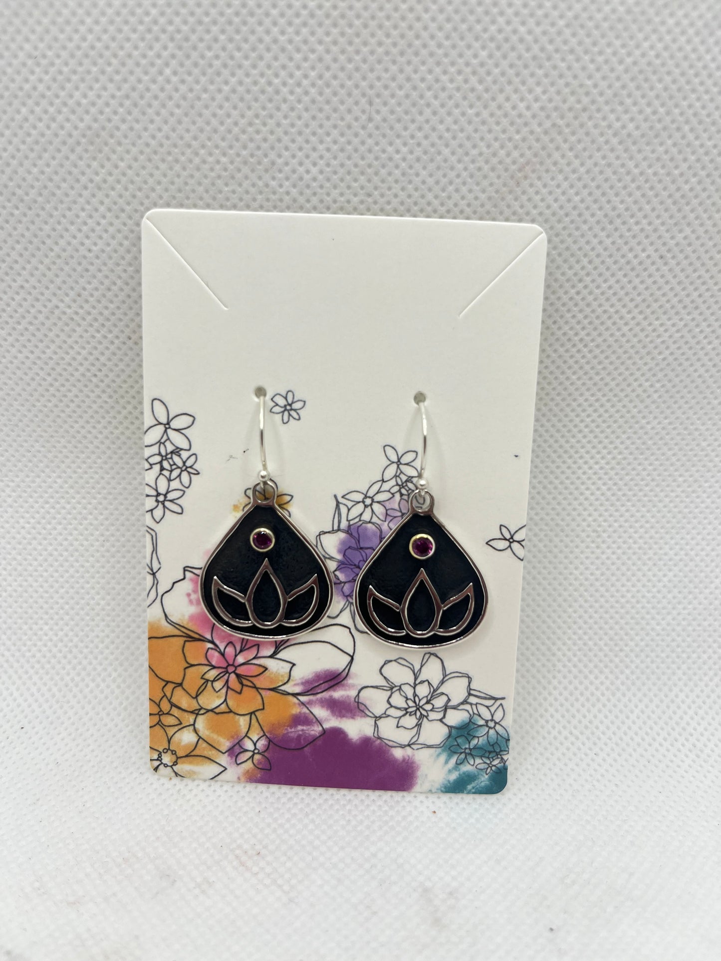 Lotus with Stone Earrings
