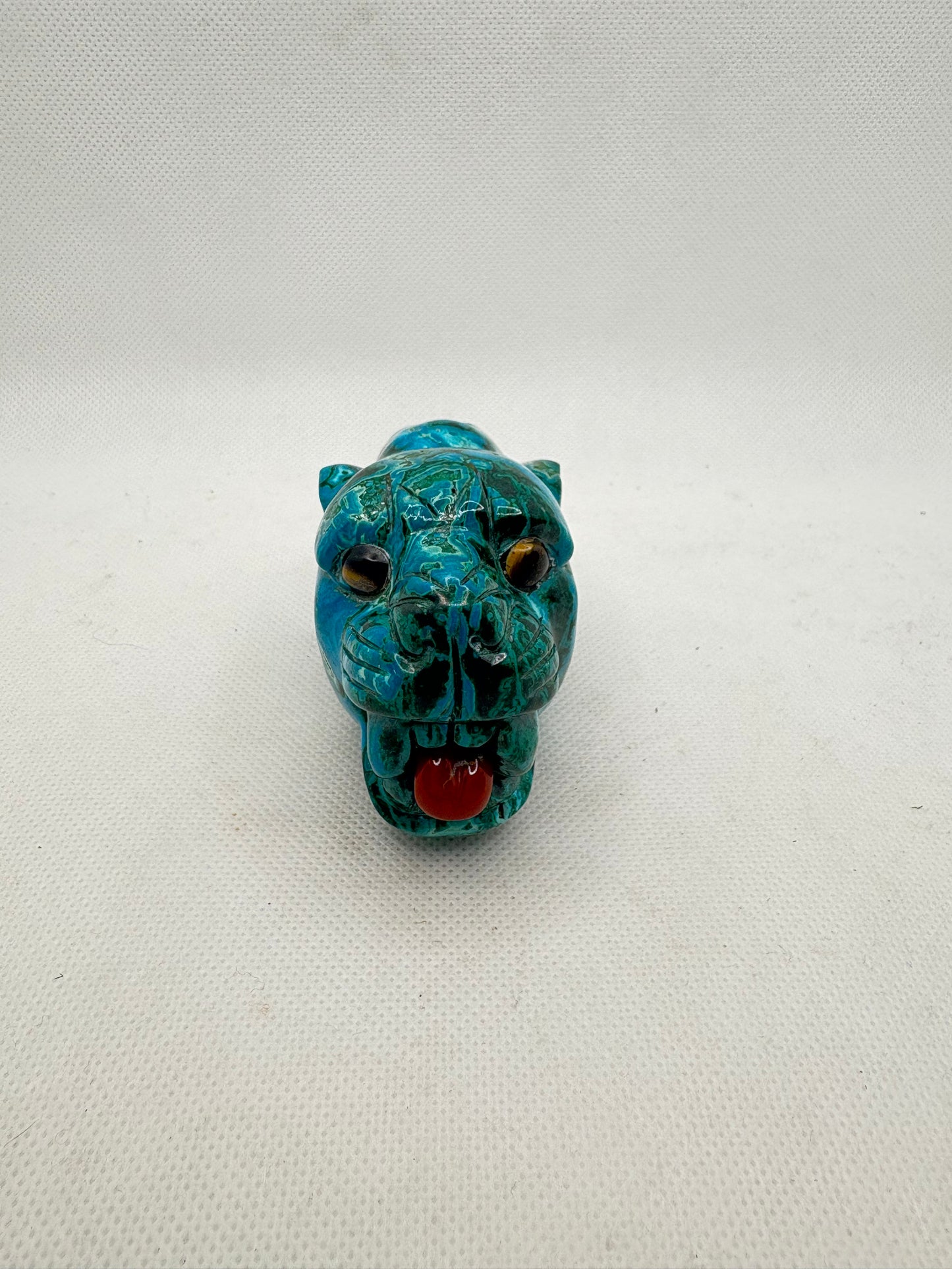 Chrysocolla Skull and Lion Head