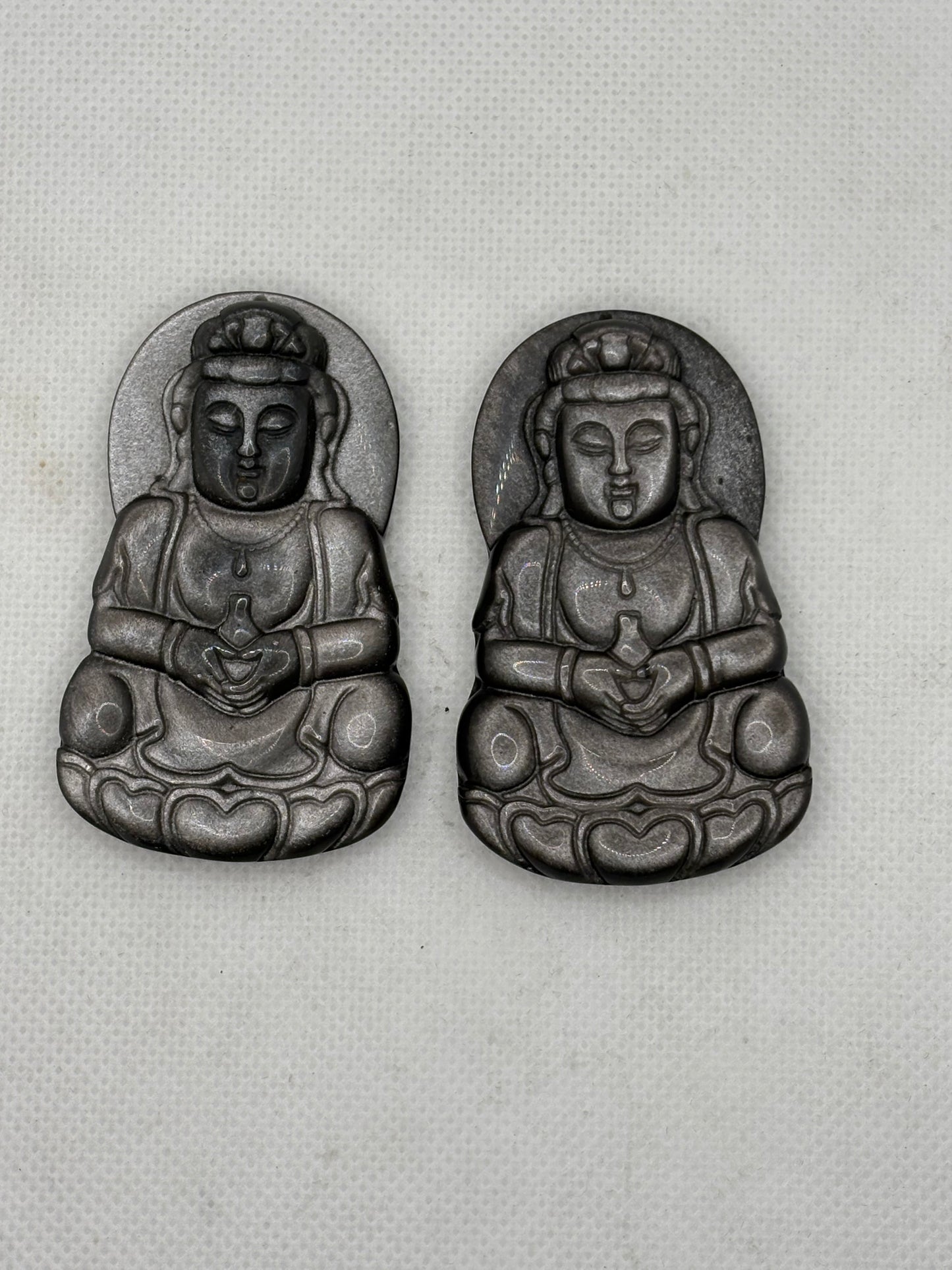 Kuan Yin 2.5" Rainbow Obsidian Pendant