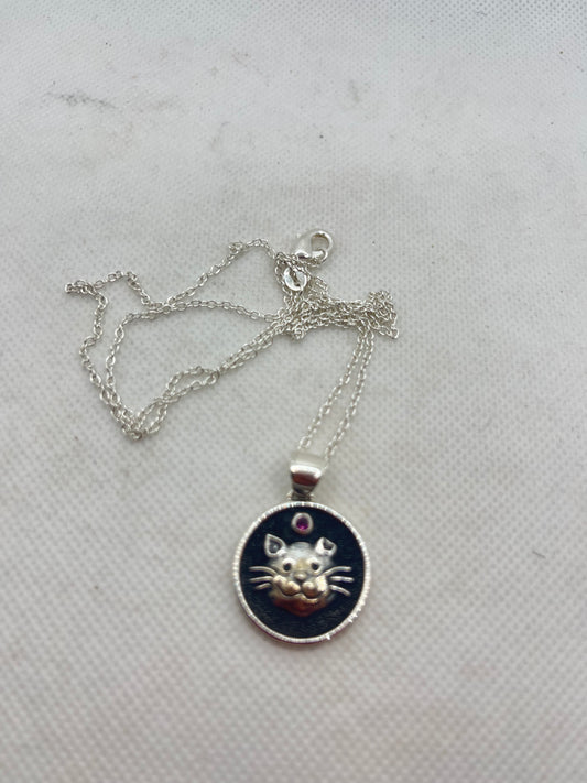Lost Cat with Garnet Necklace
