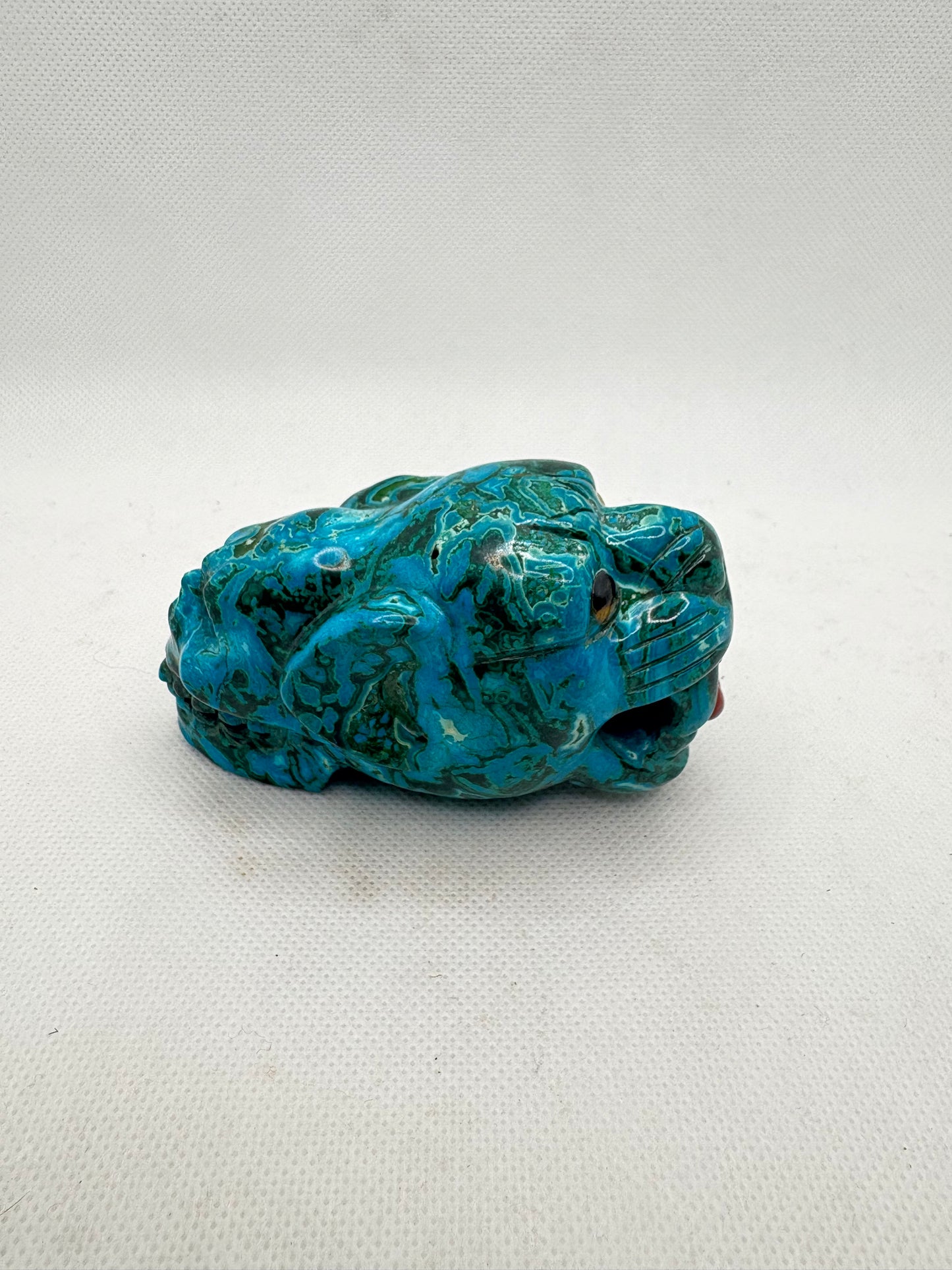 Chrysocolla Skull and Lion Head