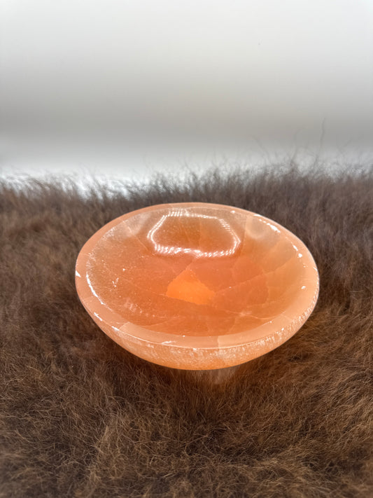 Selenite Bowl Orange Large Round