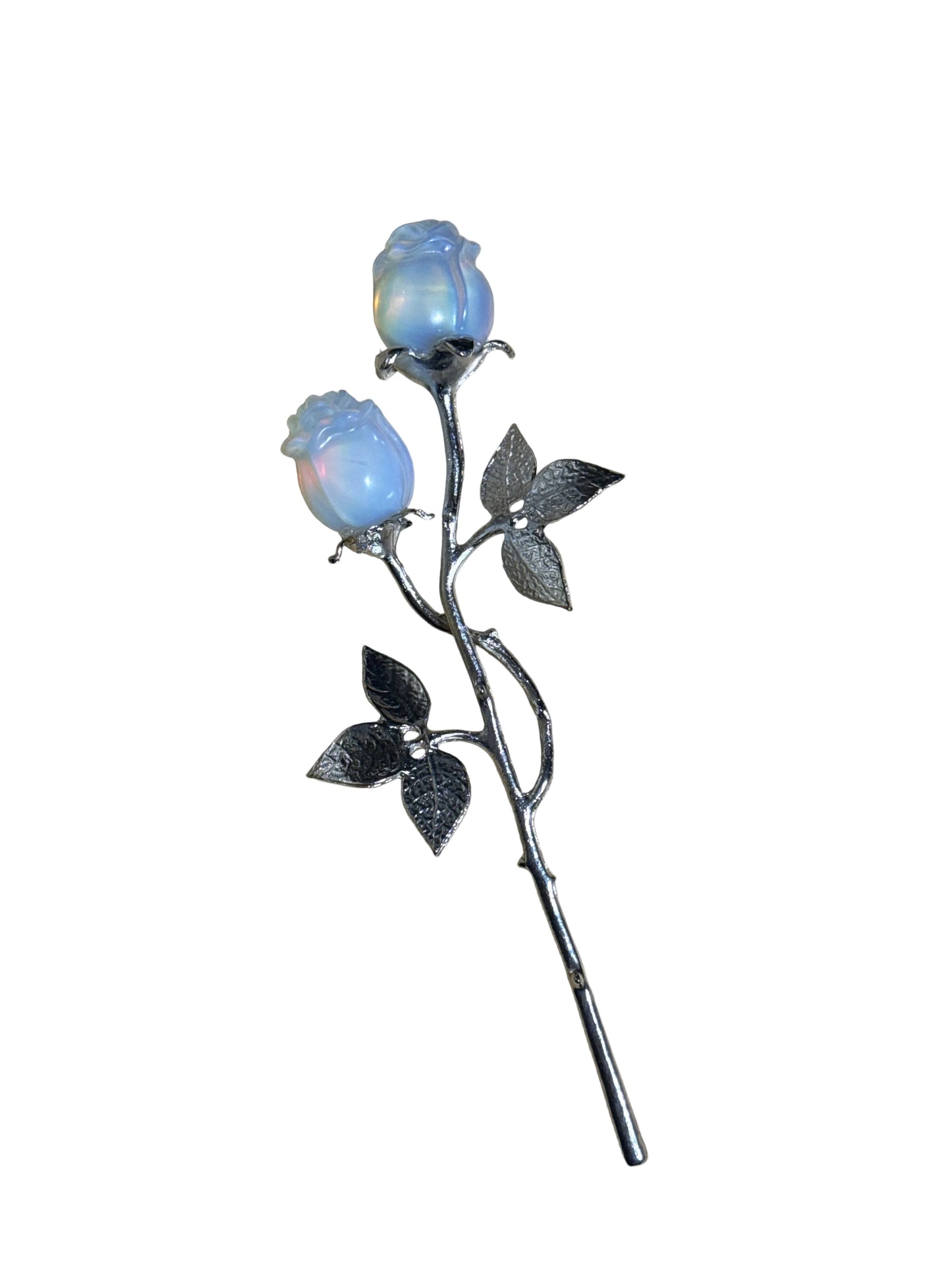 Double Rose on Stem Various Gemstone