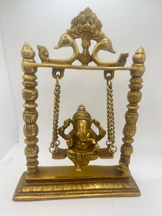 Ganesh on Swing Brass Statue