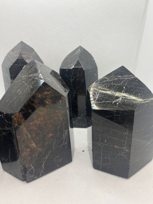 Polished Tourmaline Obelisk with Red and Green Inclusions Large