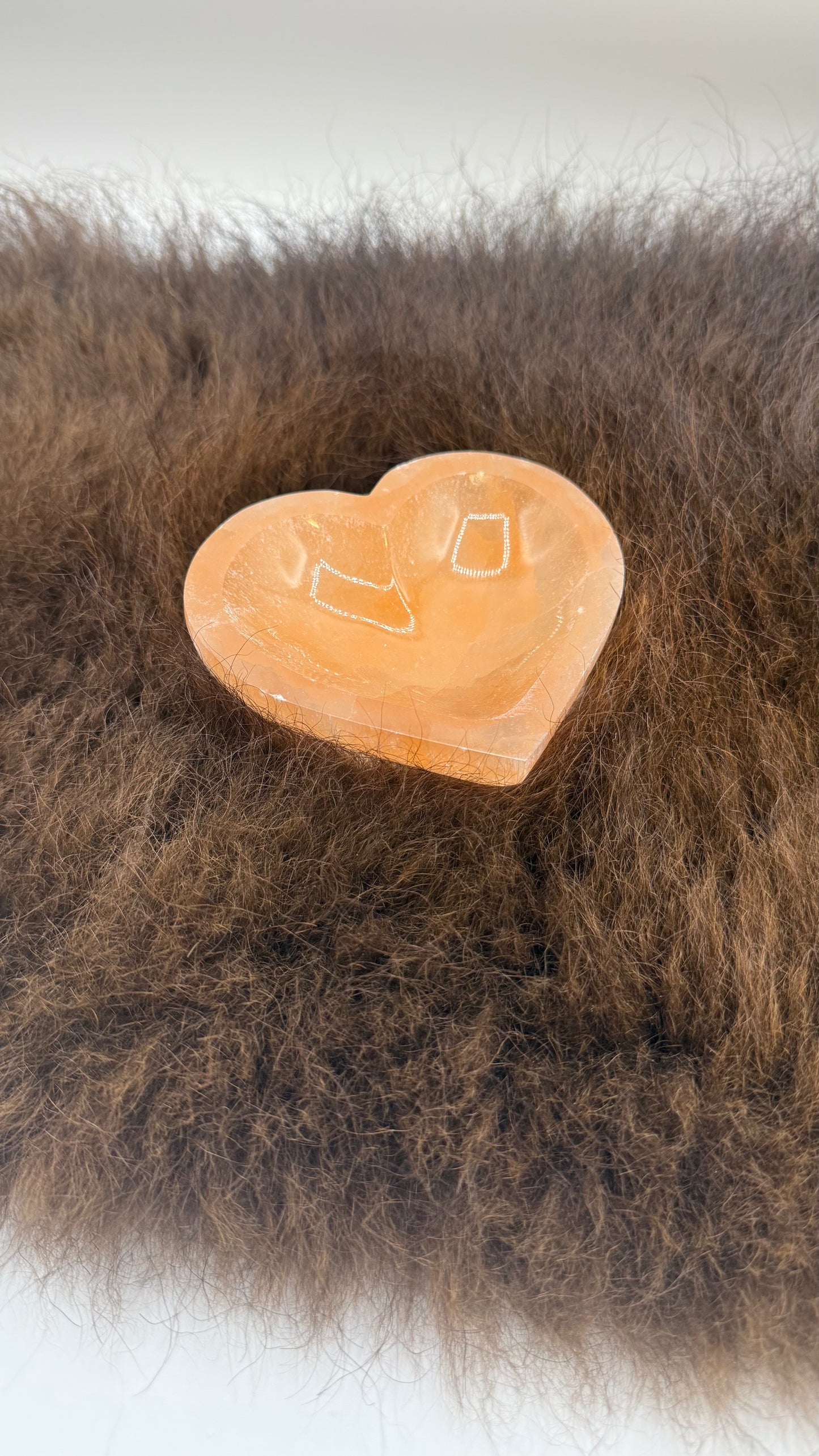 Selenite Heart Bowl Orange Medium