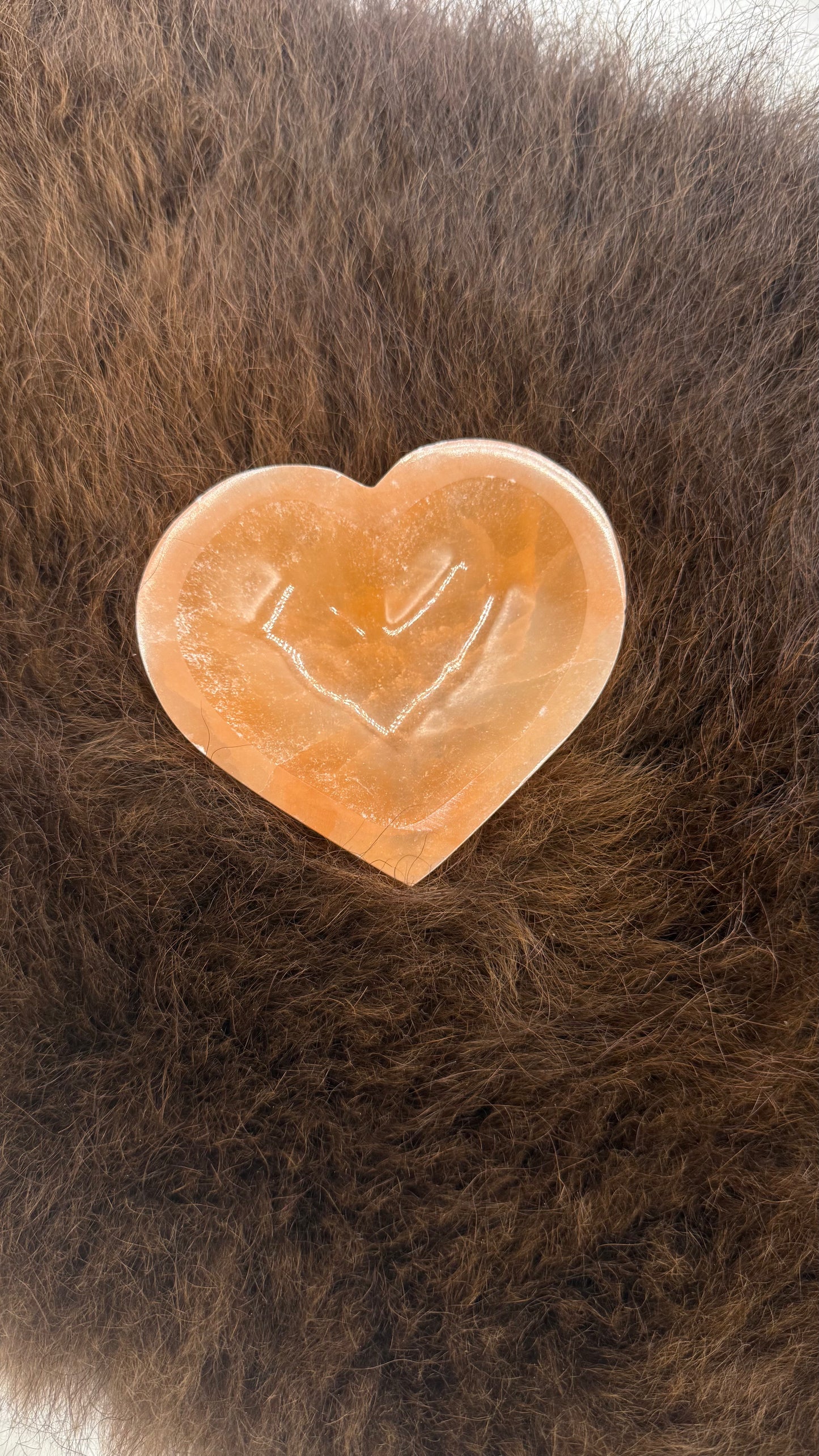 Selenite Heart Bowl Orange Medium