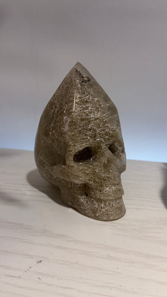 Rutilated Quartz Skull