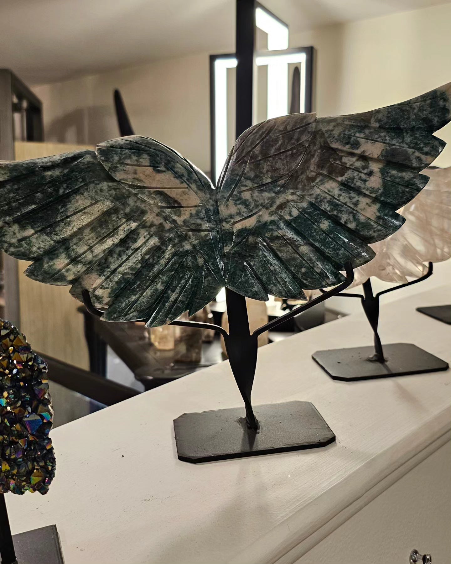 Stone Angel Wings on Stand- Medium