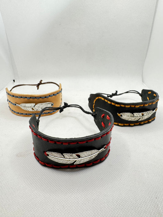 Feather Leather Bracelet