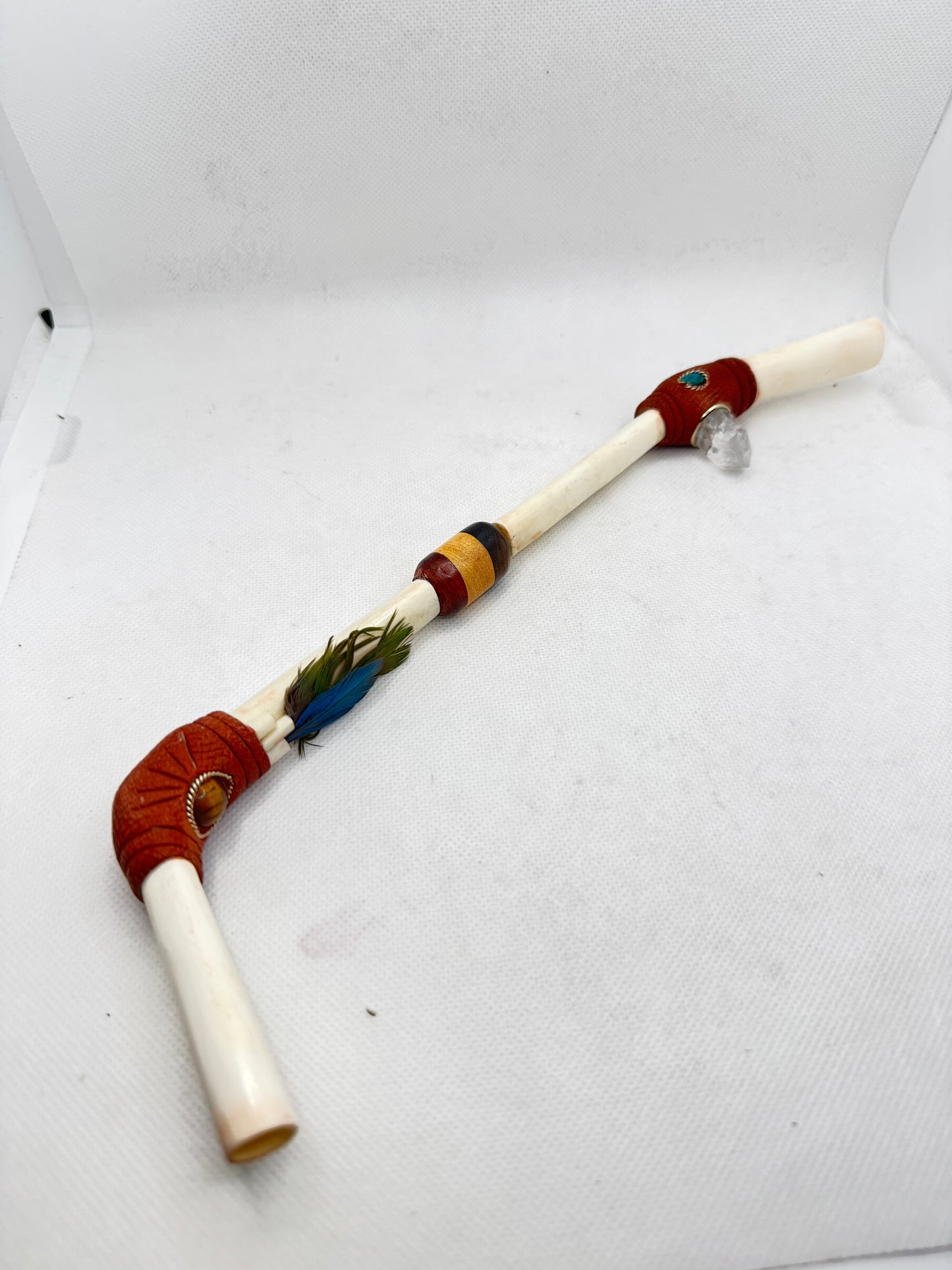 Bone Tepi with Crystals and Feathers