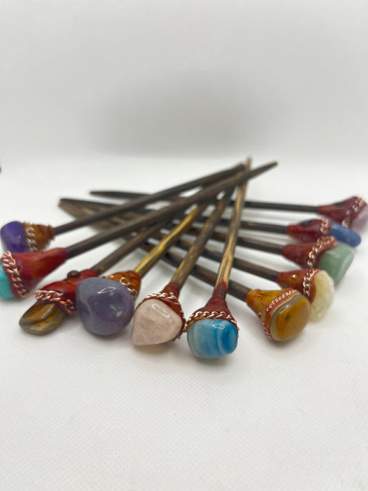 Hair Pick with Stones