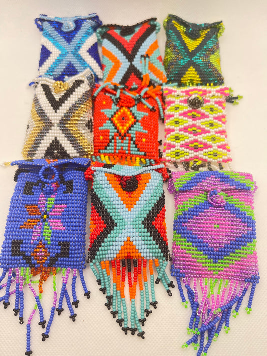 Medicine Pouch Beaded Square