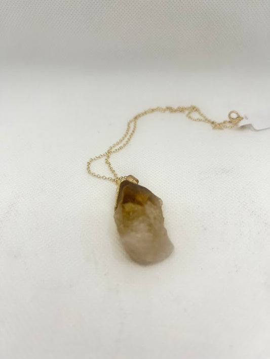 Citrine Raw Necklace on Gold Chain