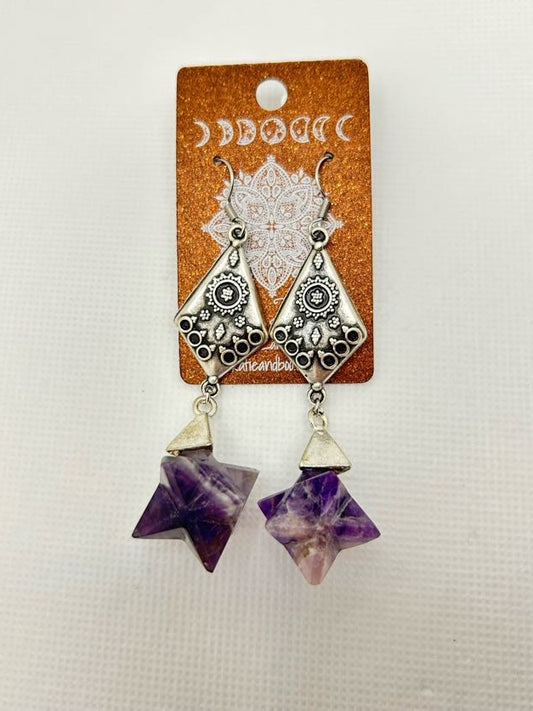 Amethyst Merkaba Earrings