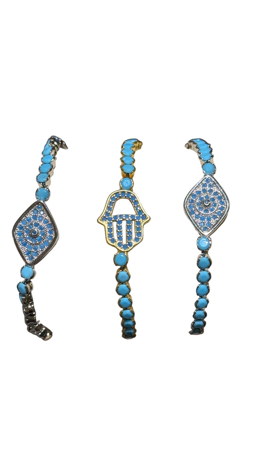 Evil Eye or Hamsa Silver or 18k Gold Bracelet