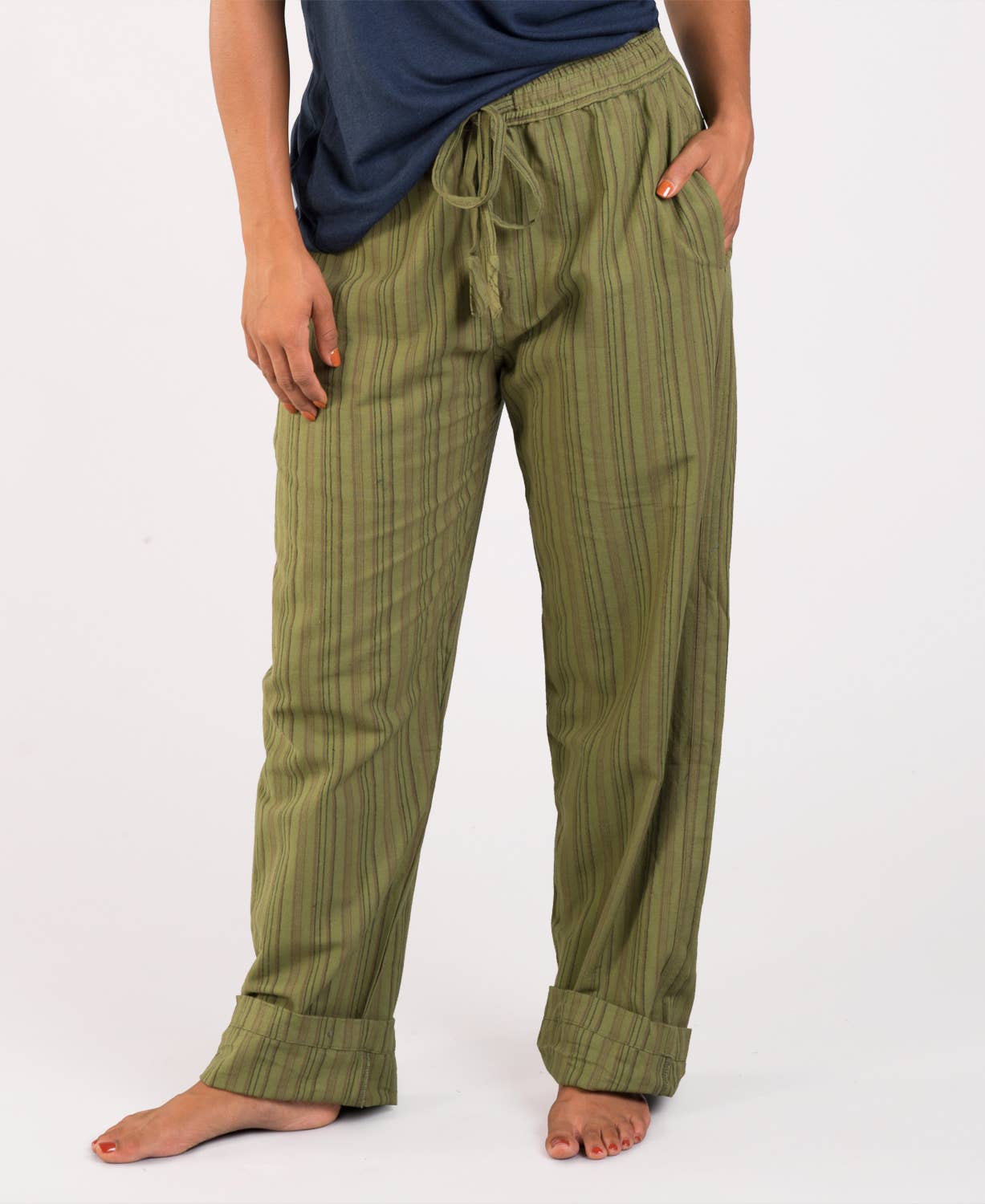Striped Hippie Pants - Spirit Sage: MD
