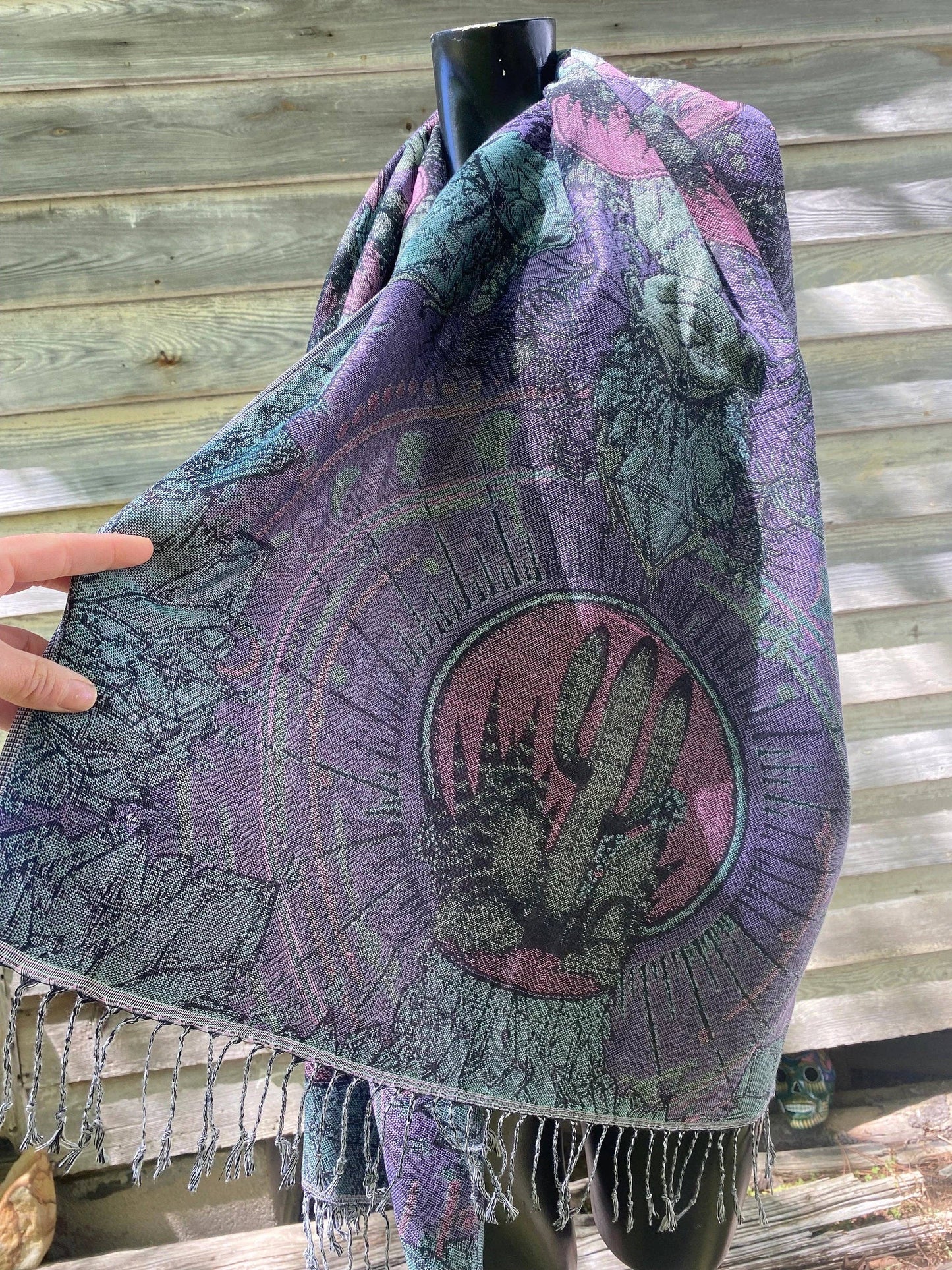 Pashminas- various designs – Double Ply Reversible Festival Fashion, Hand-Drawn Design by Melanie & Justin, Vibrant & 8” x 71”