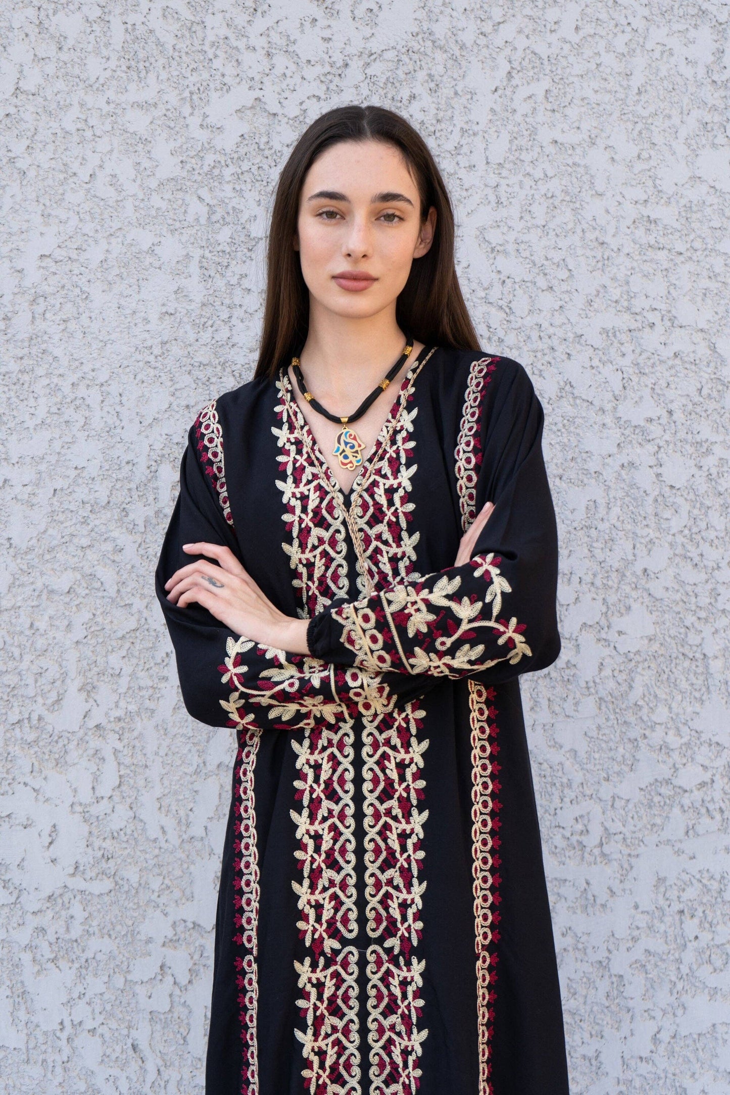 Chic Black embroidered cotton Caftan, caftans for women, Kaftans, embroidered Caftan dress, Caftan maxi dress, Caftans for women, Caftans: S/M/L