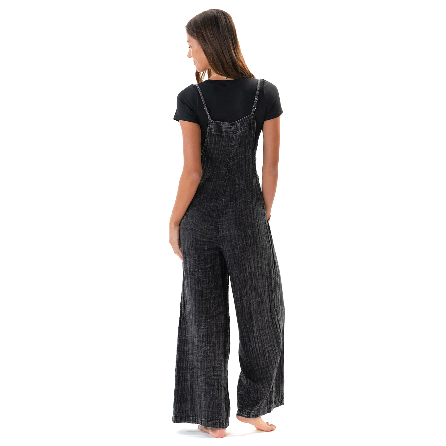 Vintage Black Cotton Nomad Jumpsuit with Adjustable Straps: S, M or L