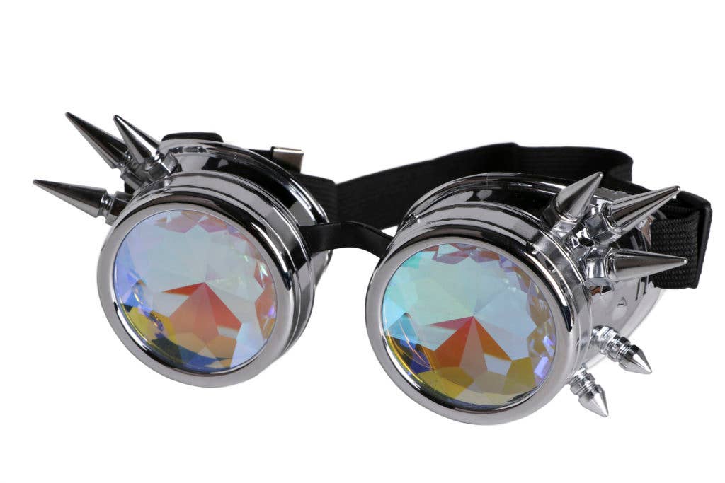 Steampunk Kaleidoscope Glasses - Psychedelic: Yellow-Turq or Rainbow