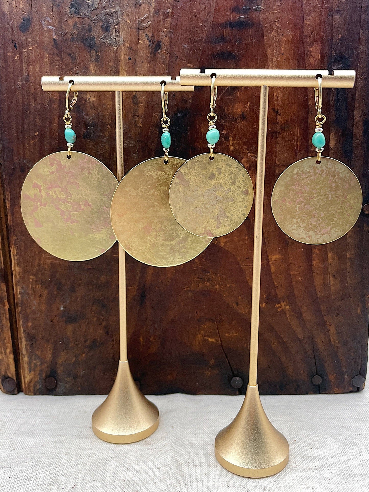 Recycled Patina Round Earrings: Large