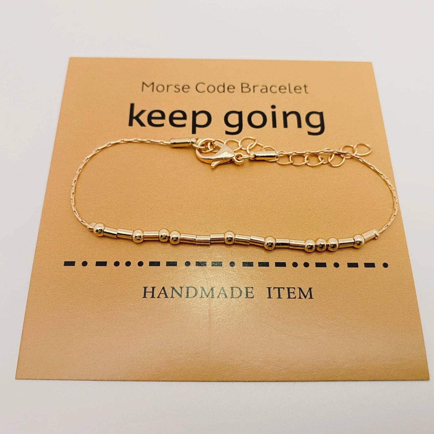 Handmade Golden Morse Code Bracelet: Never give up