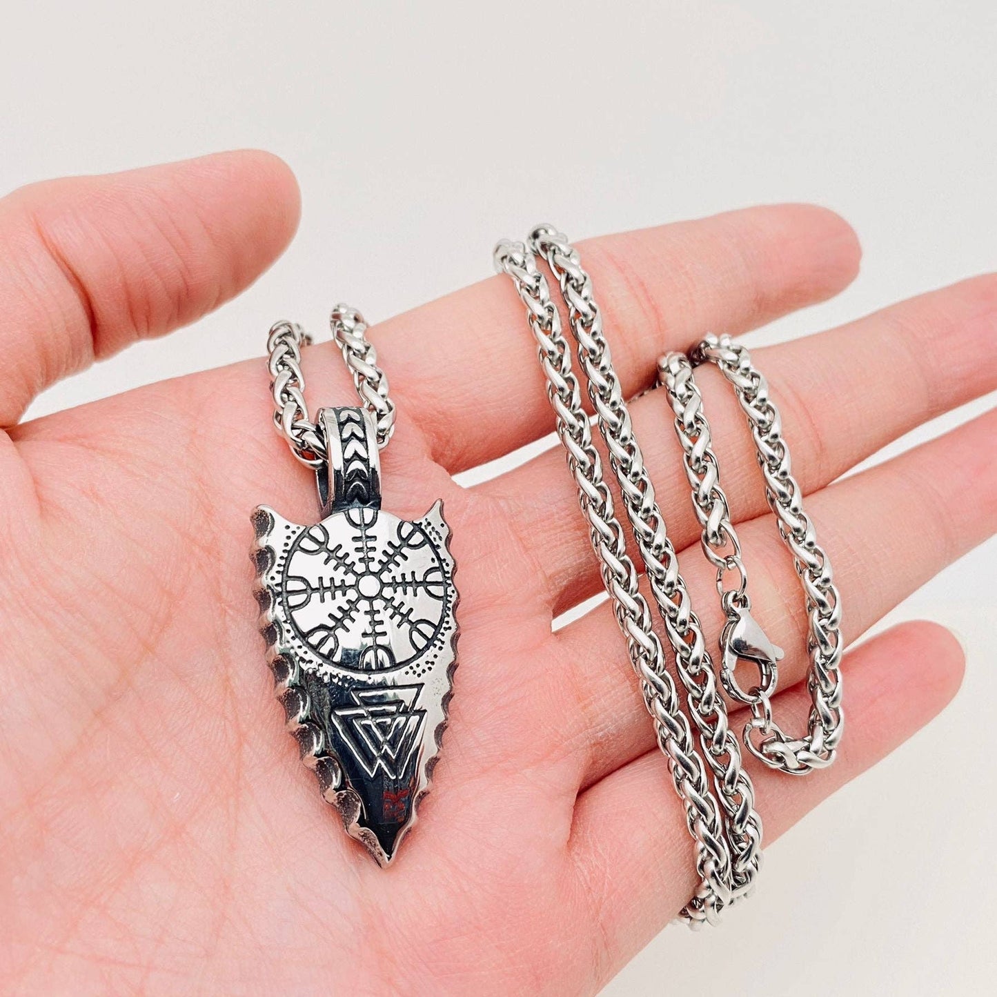 Arrow Shape Viking Valknut Pendant Necklace
