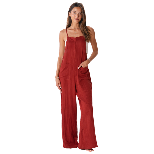 Seaside Spice Cotton Nomad Jumpsuit (Adjustable Straps): S, M & L