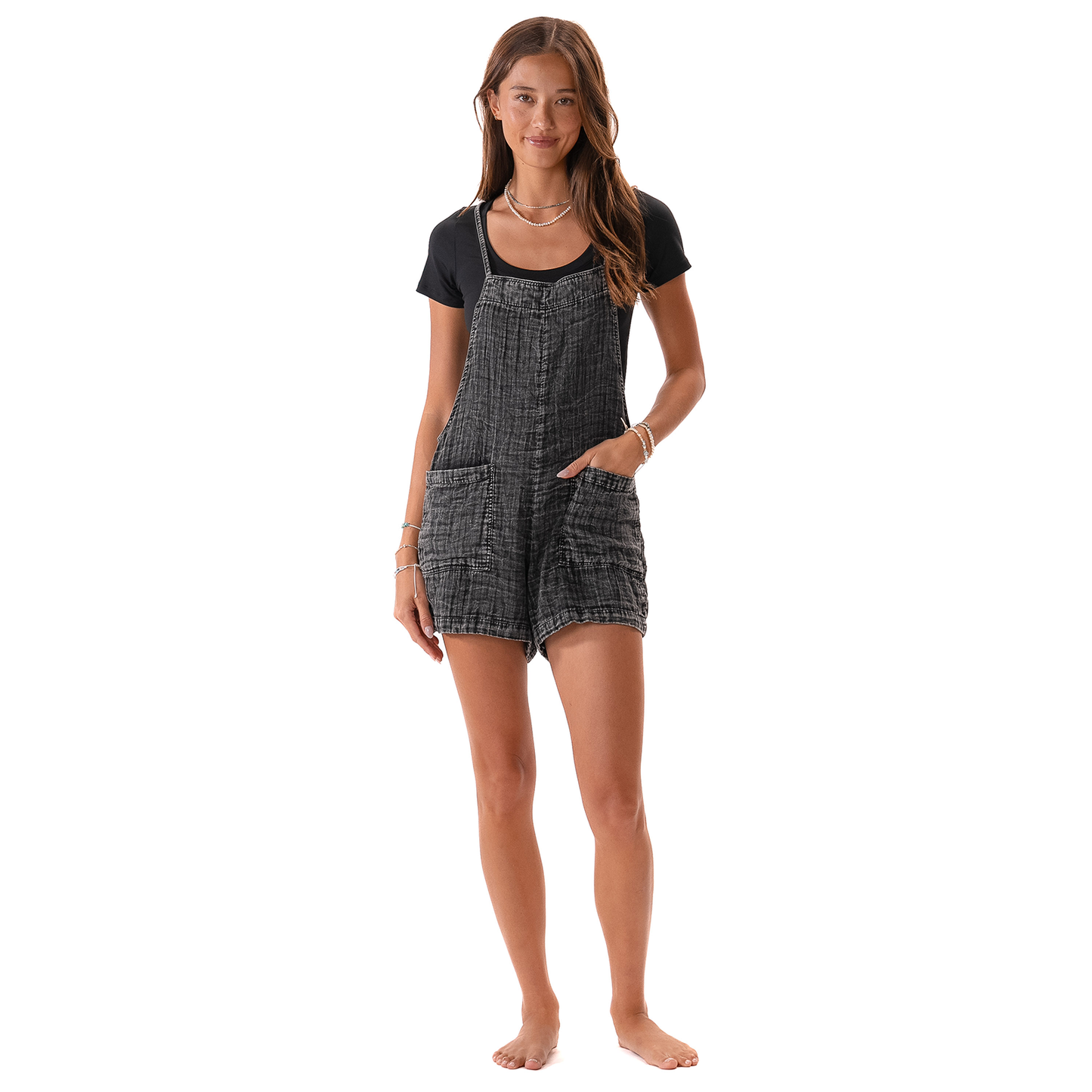 Vintage Black Romper with Adjustable Straps: S, M or L