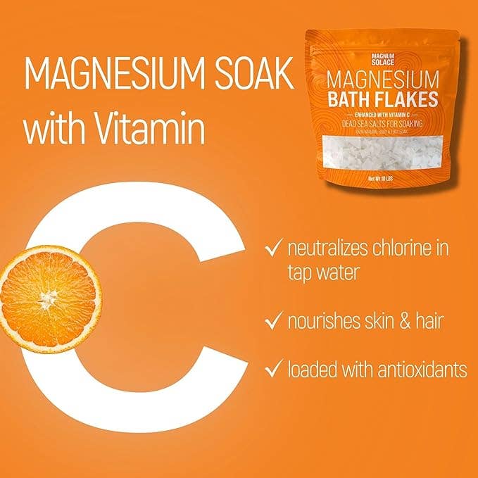 Magnesium Bath Flakes, Bath Soak With Vitamin C: 3LB