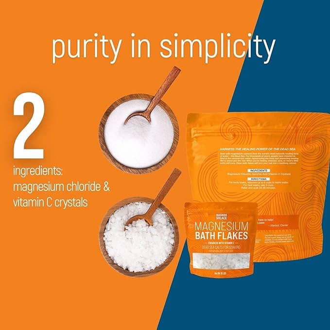 Magnesium Bath Flakes, Bath Soak With Vitamin C: 3LB