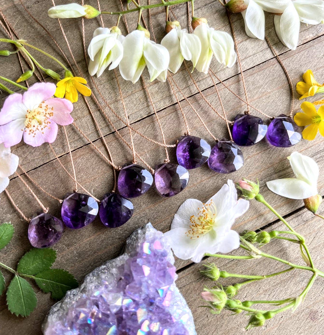 Amethyst Faceted Teardrop Necklace: 16, 18 or 20 inch legnth
