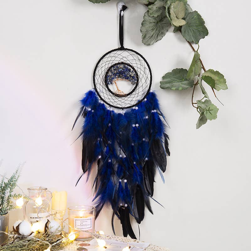 Mini Beaded Tree of Life Feather Dreamcatcher