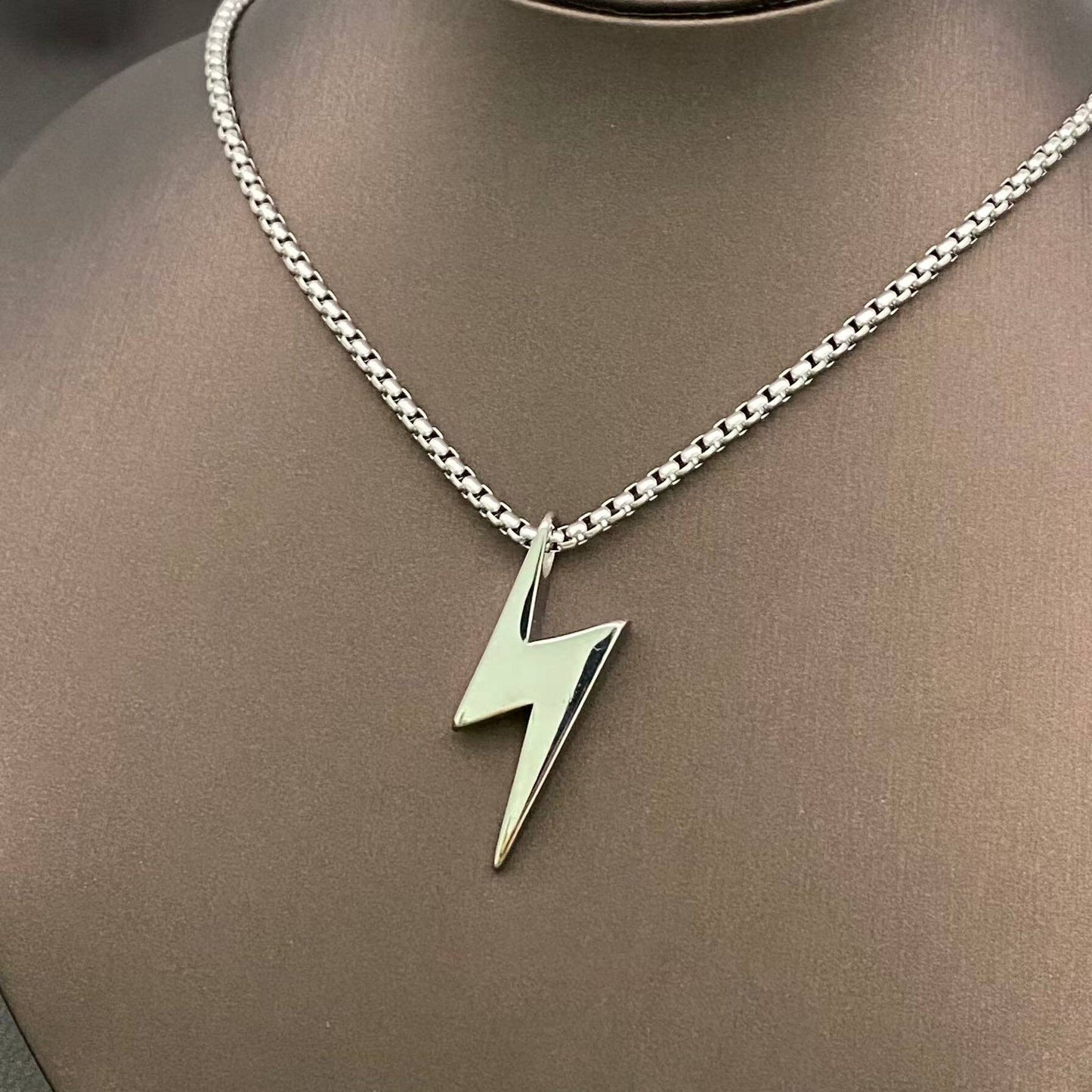 Stainless Steel Lightning Pendant Necklace