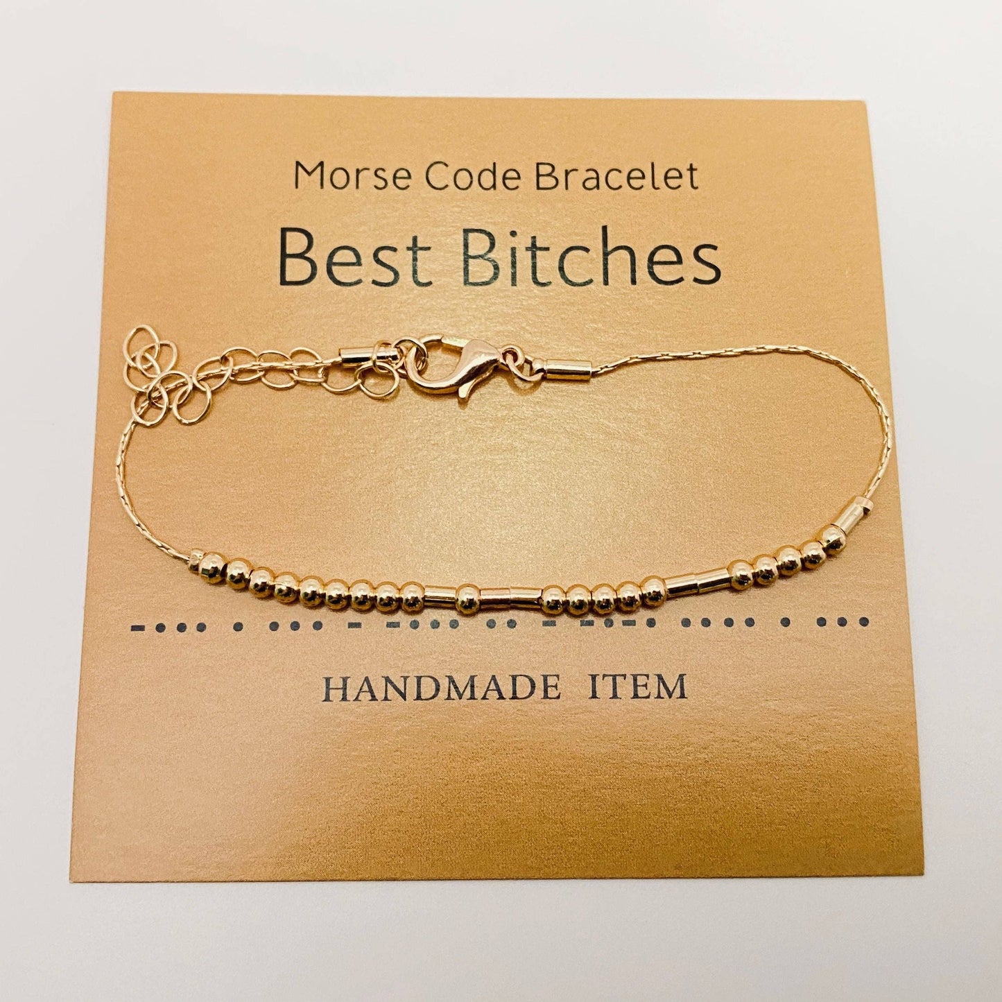 Handmade Golden Morse Code Bracelet: Never give up