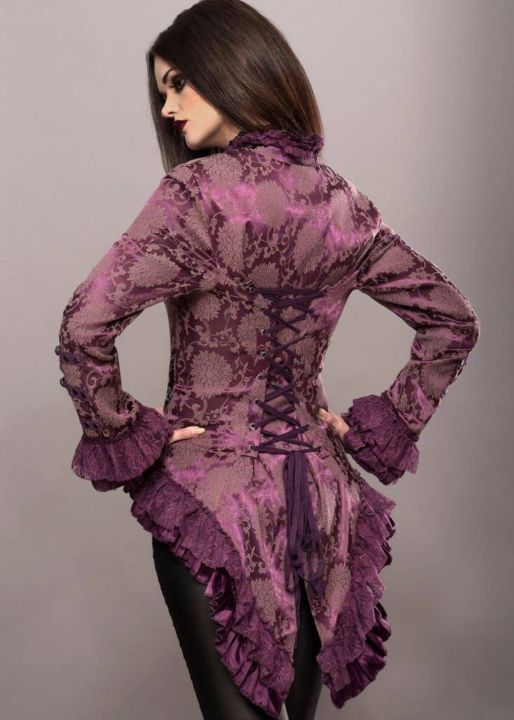 Purple Steampunk Tail Jacket Goth Tailcoat Burlesque  : Small - 4XL