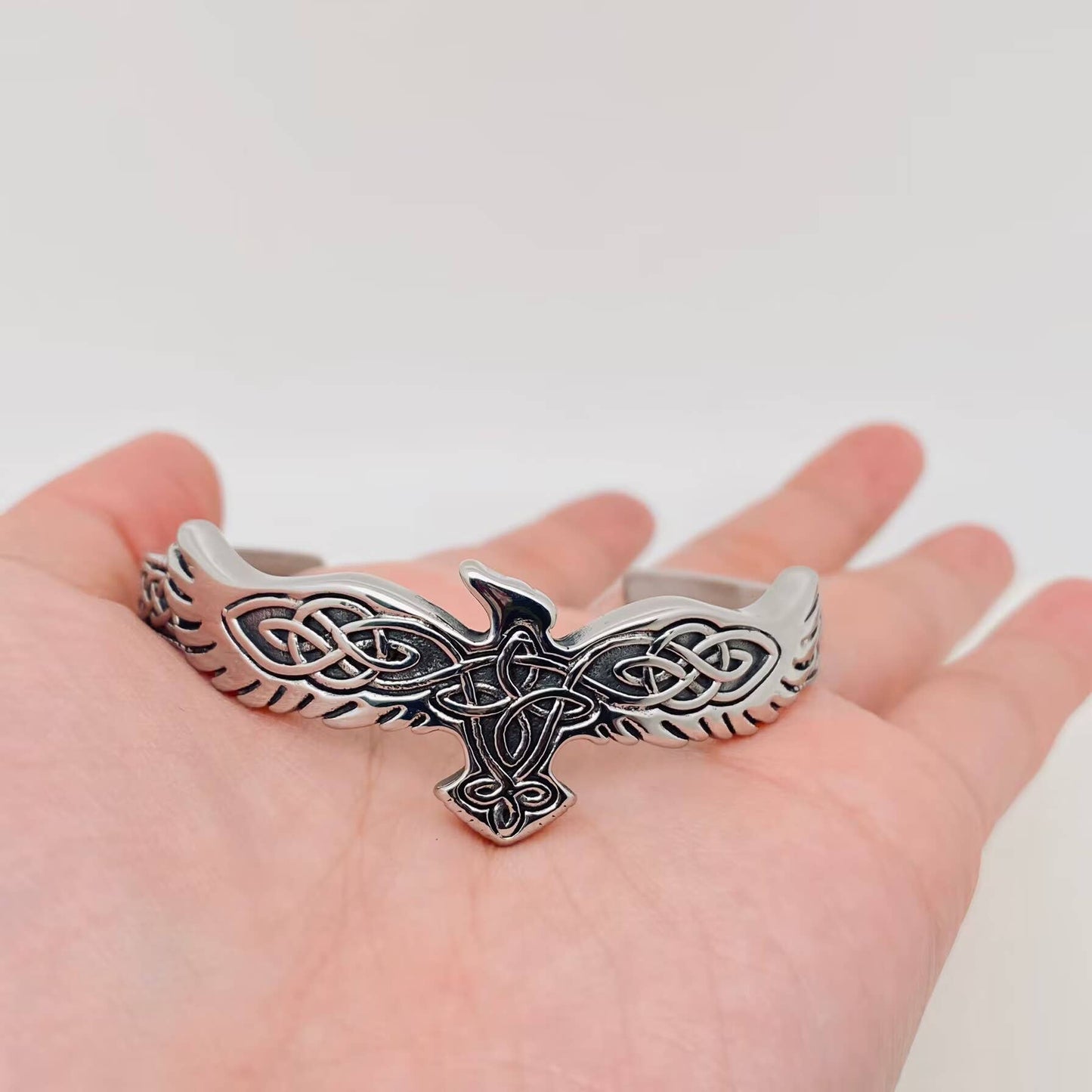 Eagle Shape Celtic Knot Stainless Steel Cuff Bangle