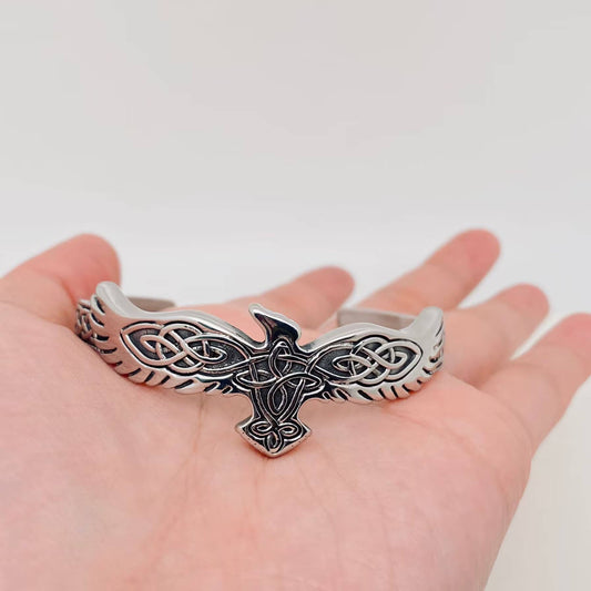 Eagle Shape Celtic Knot Stainless Steel Cuff Bangle