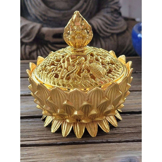 Small Lotus Incense Holder, Brass Metal Incense