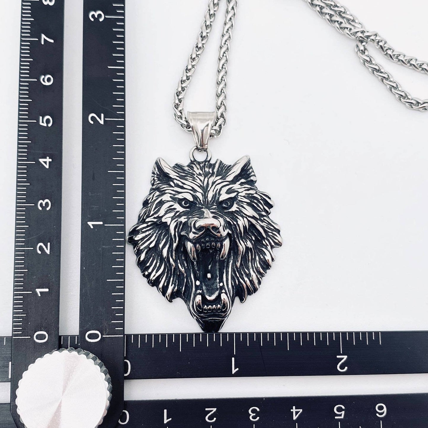 Stainless Steel Wolf Head Charm Pendant Necklace